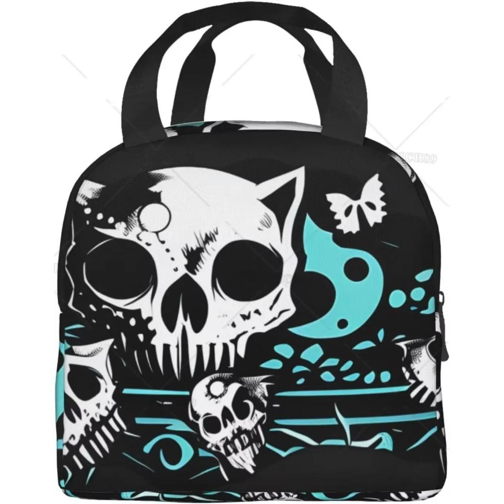 Butterfly Skeleton Cat Insulated Lunch Bag for Women Men, Waterproof Reusable Lunch Cooler Tote,  Lunch Tote for College or Work