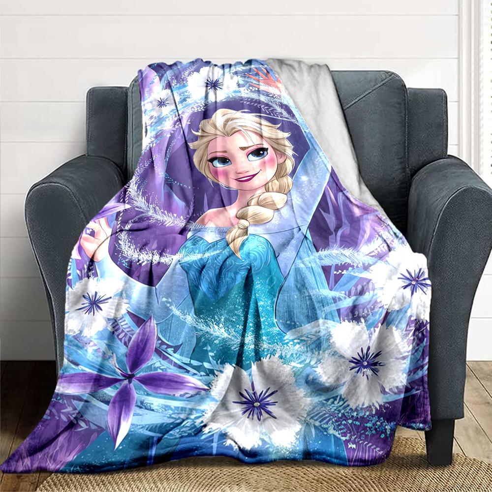 1Pc Elsa'S Winter Fantasy Blanket For Couch Bed Plush Cozy Fuzzy Blanket Super Soft Warm Blankets For Fall And Winter 091871