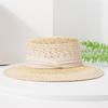 Fashion Woven Straw Hat With Wide Brim And Strap Decoration For Daily Wear