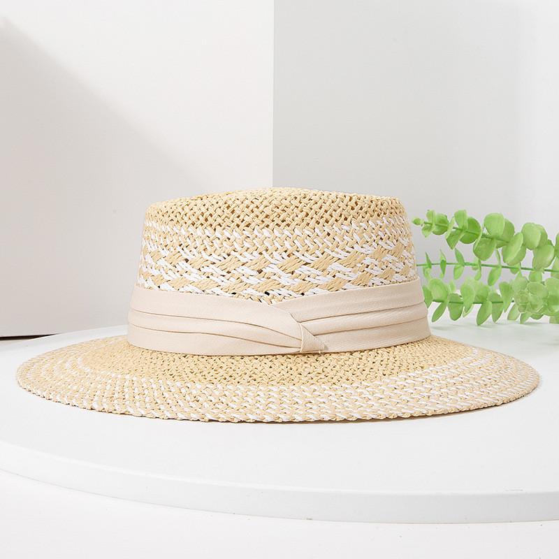 Fashion Woven Straw Hat With Wide Brim And Strap Decoration For Daily Wear
