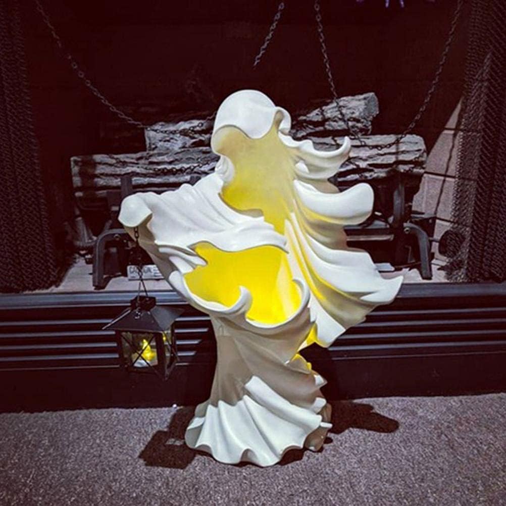 Cracker Barrel Ghost Lantern Statue - 7.87" Garden Yard Home Party Halloween Decoration