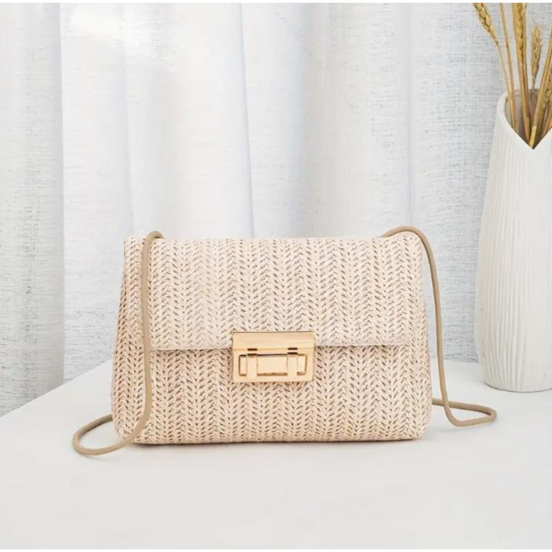 

Милый стиль модная соломенная сумка через плечо с замком-маргариткой женская сумка лето новая тенденция универсальная сумка-мессенджер на цепочке 21*5*14 бежевый