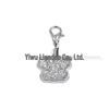 Small Glitter Dog Paw Print Pendant - Zinc Alloy Pet ID Tag (17x18mm)