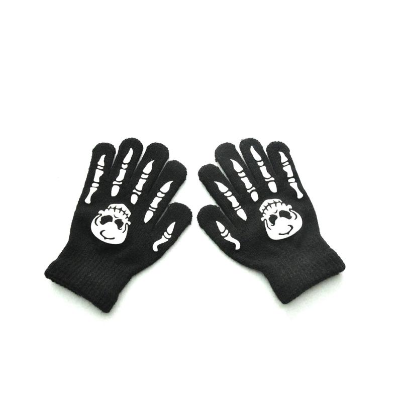 Children Kids Halloween Gloves Luminous Skull Baby Boys Girls Winter Warm Gloves Kids Mittens Gloves For Halloween Gift