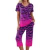 Women's Halloween Two-Piece Outfit Set - Casual Short Sleeve Top and Printed Pants, Comfortable Sportswear for Holiday Parties