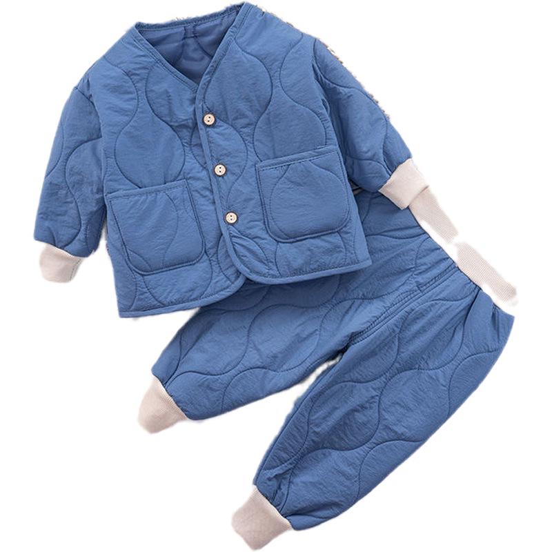 

Дитячий потовщений бавовняний комплект куртки та штанів для осені та зими - Теплий, вітрозахисний, з довгими рукавами, вільного крою 90 for 80-90cm жовтий