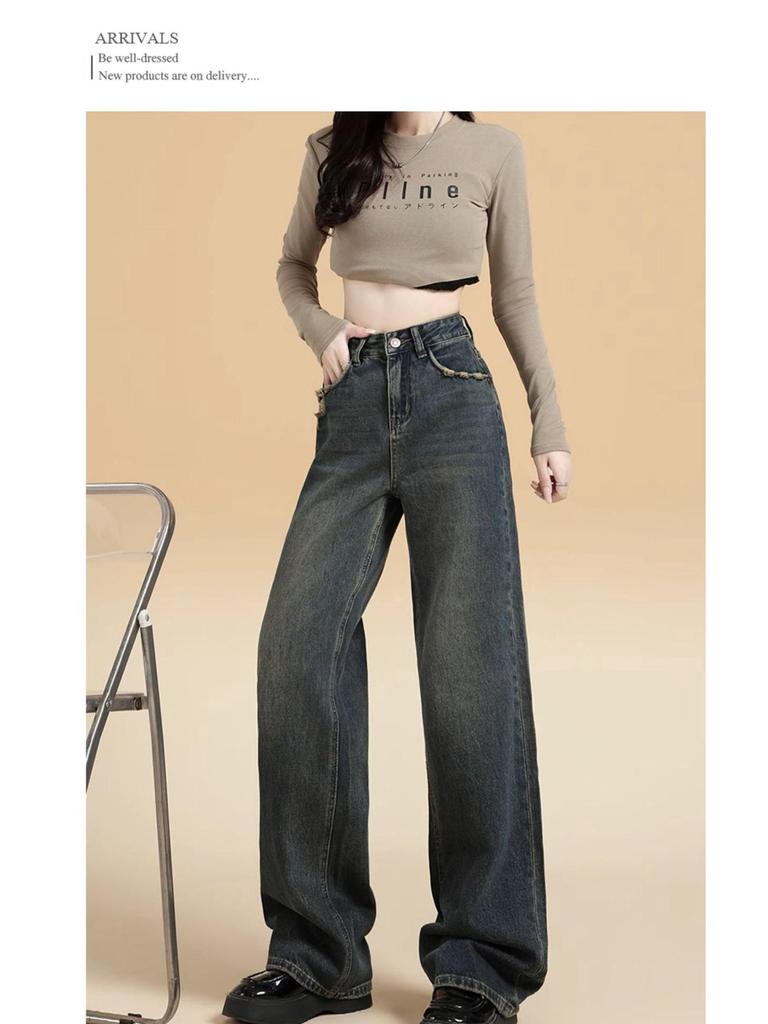 American High-Waisted Light-Wash Wide-Leg Jeans for Women