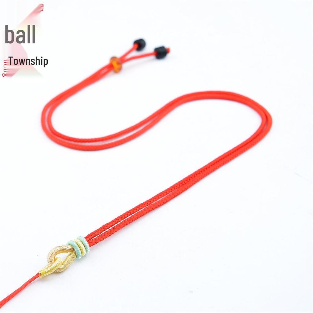 Hand-Woven Ruyi Knot Lanyard Necklace with Jade and Crystal Pendants