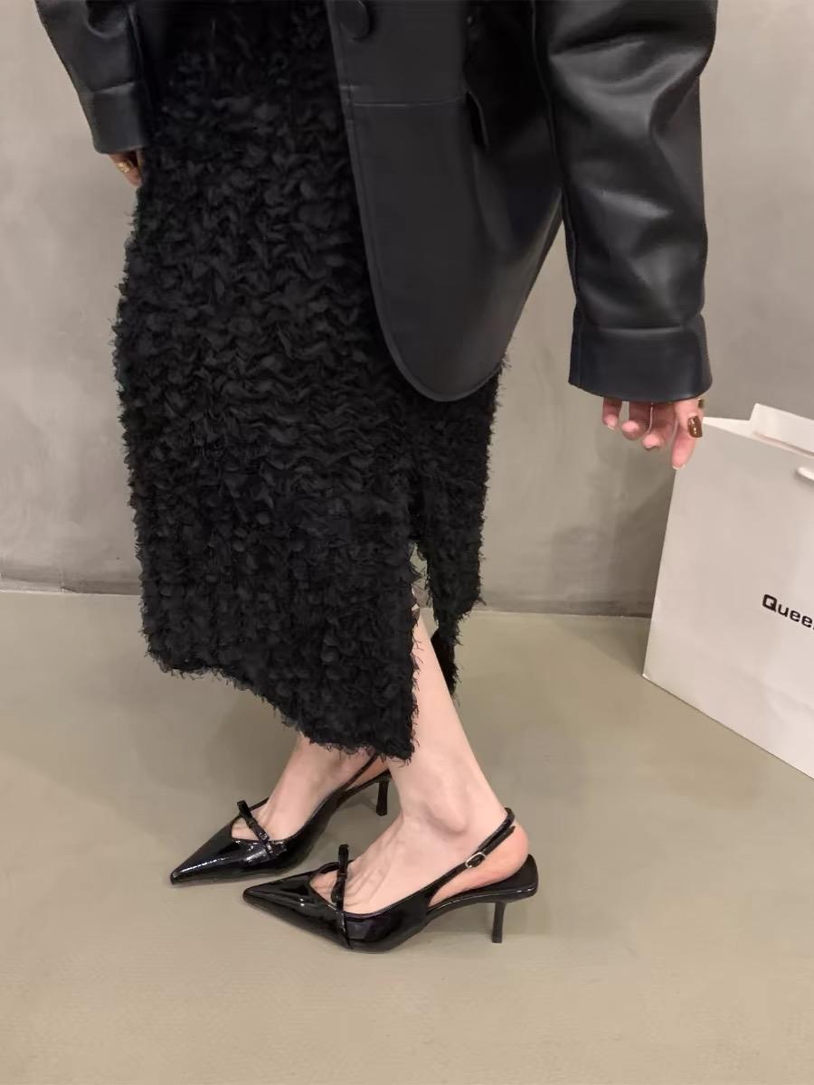 

Весенняя женская обувь, модные однотонные женские сандалии без шнуровки с острым носком, модельные сексуальные туфли на тонком высоком каблуке 39