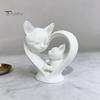 Cute Cat Home Decoration Mother Baby Figurine, 3D Printed Heart Sculpture for Desk Decor, Smooth Surface Statue Modern Art Living Room Study,