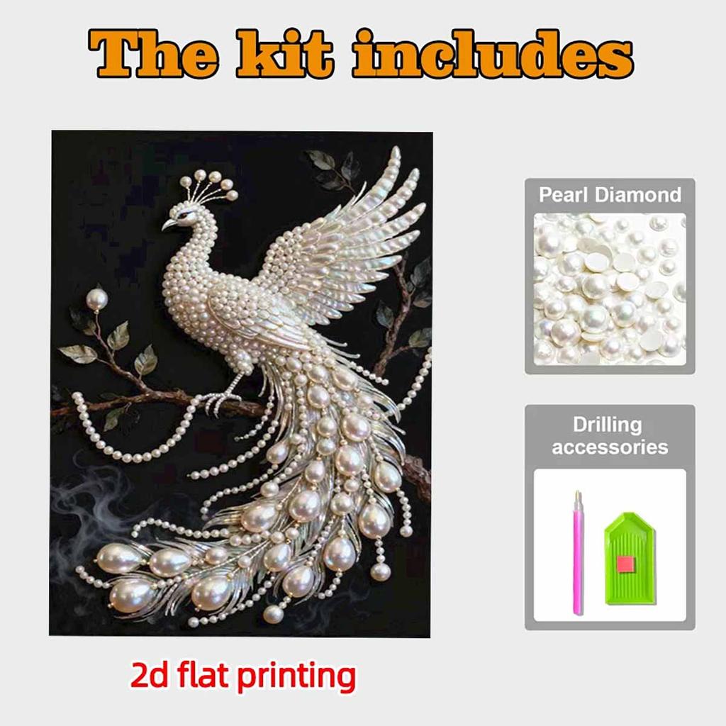 DIY Peacock Pearl Gem Art Kit for Home Wall Decor - Perfect Gift for Adults and Beginners No Frame Pearl Painting Kit
