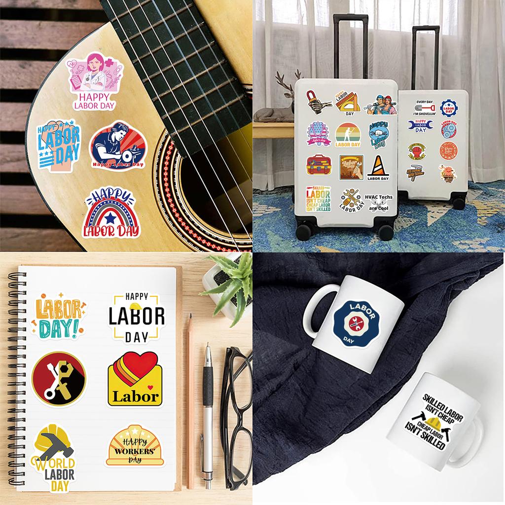 50 Cartoon Labor Worker Graffiti Stickers Personalized Decorative Guitar Notebook Suitcase DIY Waterproof
