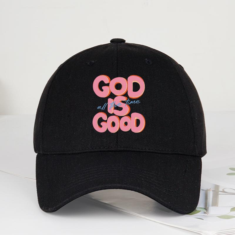 God Is Good All The Time Printed Multicolor Baseball Cap Casual Streetwear Adjustable Unisex Hat For Unisex Women