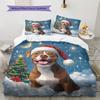 Christmas Pitbull Pattern Bedding Home Decoration Birthday Gift (1 * duvet cover + 2 * pillowcase, without core)