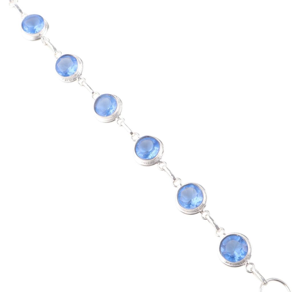 Natural Tanzanite Gemstone 925 Sterling Silver Jewelry Handmade Bracelet 7-9" RB-13-7