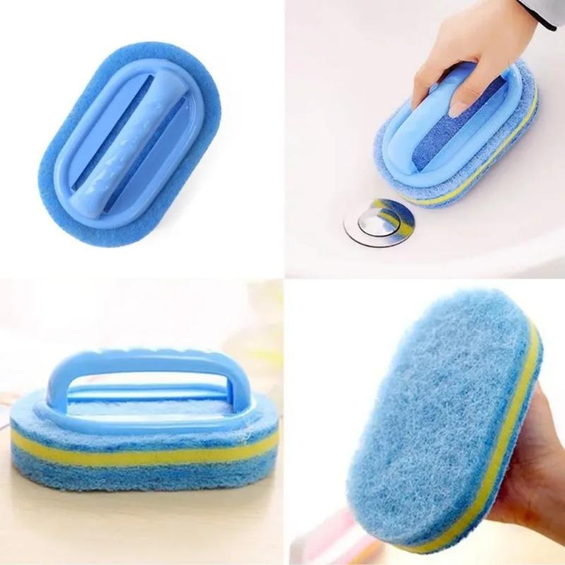Household Cleaning Brush with Handle Dish Soap Bathroom Kitchen Tub Thicken Scrubbing Sponge Wipe Durable Tools Accessories Home
