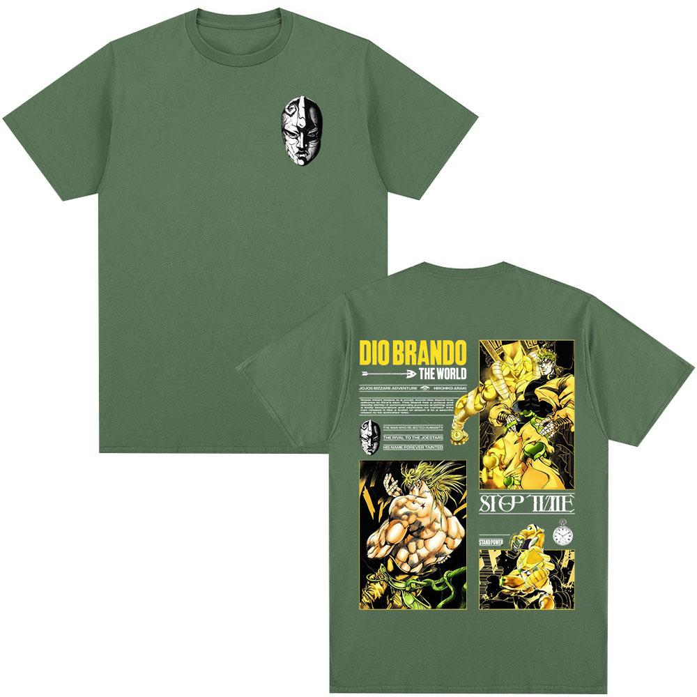 

Anime Jojo Bizarre Adventure Dio Brando The World T Shirts Unisexs Women Casual Cotton Short Sleeves Oversized Tshirts Streetwear 4XL
