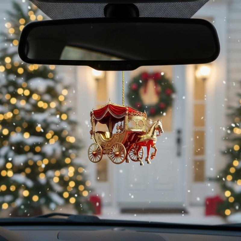 Starka Platt Släde Vagn Prydnader Akryl Hängande Dekorationer Lämpliga för Vinter Festlig Fest Öppen spis Dekorationer