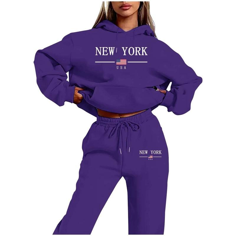 Womens Fleece Lined Tracksuit Hoodie Sweatpants Set Winter Casual Sportswear