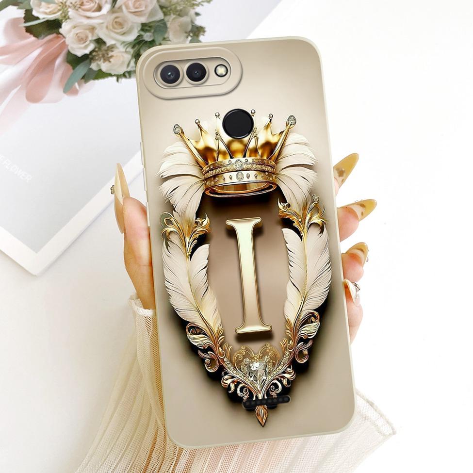 Cover For Redmi 6 Case Luxury A-Z Letters Fashion Crown 2D Painted Silicone Phone Casing M1804C3DG M1804C3DH M1804C3DI