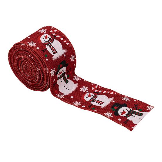 Christmas Snowman Ribbon Rustic Holiday Wired Edge Ribbon for Gift Wrapping DIY Christmas Tree Bows Wreaths Craft Decoration