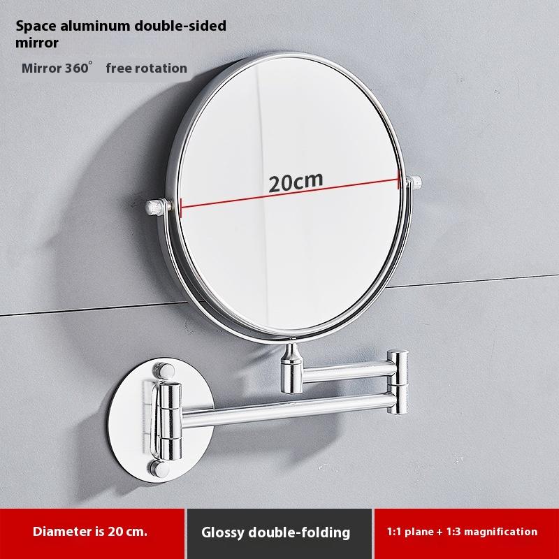 Black Gold Telescopic Mirror Bathroom Cosmetic Folding Beauty Wall Hanging Double-sided Mirror Bathroom