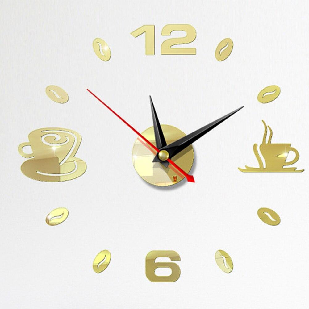 Self Adhesive Kitchen 3D Analog Home Waterproof Wall Clock Art DIY Mute Modern Mirror Coffee Cups Decor Acrylic #Mirror Light Gold Self Adhesive Kitchen 3D Analog Home Waterproof Wall Clock Art DIY Mute Modern Mirror Coffee Cups Decor Acrylic #Mirror Light Gold