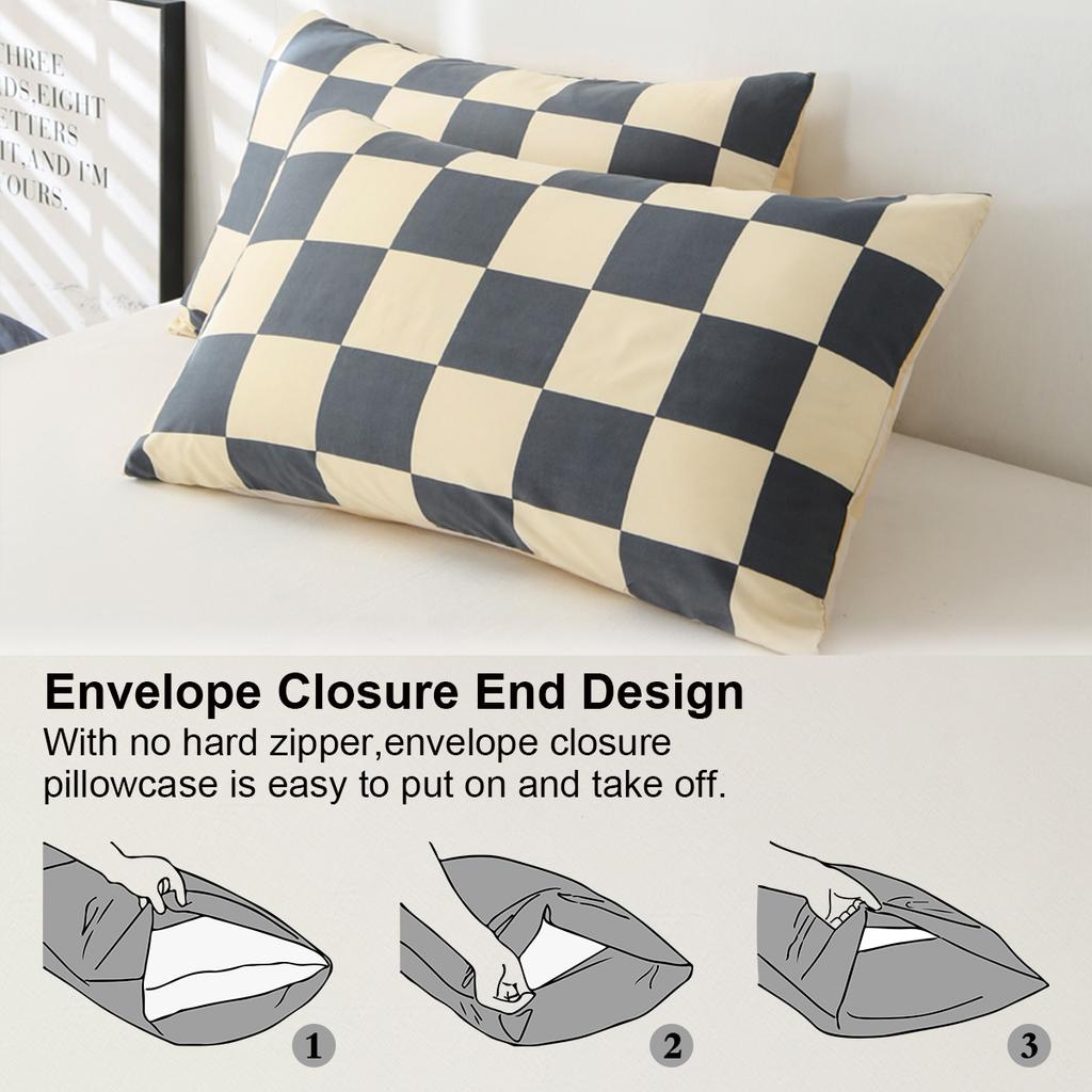 3pcs Checkered Pattern Print Duvet Cover Set, Soft Skin-Friendly Bedding Set Includes 1 Duvet Cover And 2 Pillowcases
