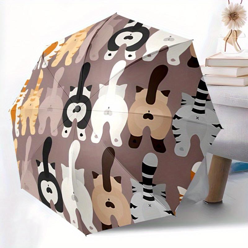 1pc Cat Butt Pattern Automatic Open/Close Umbrella, Umbrella with cartoon Design, Portable Compact Umbrella for Men & Women, Good Holiday Gi