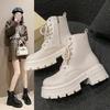 White British Lady Punk Boots Women Thick Soled Gothic Ankle Boots Lace Rock Riding Autumn Platform Shoes Warm Motorcycle Boots