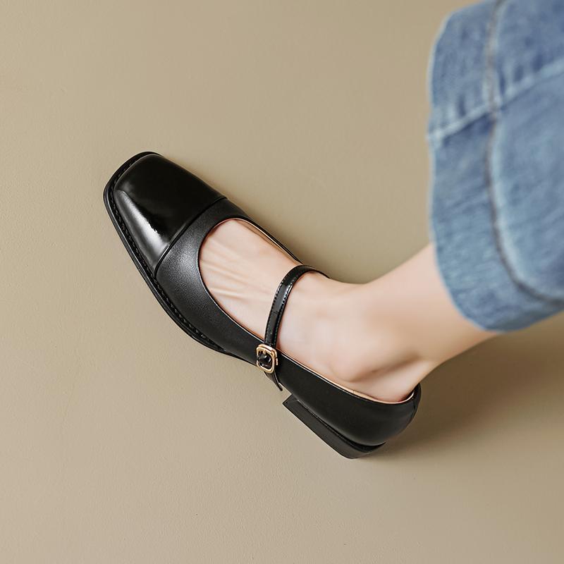 Primavara Noi Pantofi Femei Pantofi Retro Cu Varf Patrat Pantofi Plati din Piele Pantofi Femei Tocuri Femei Pantofi Plati Pantofi Mary Jane