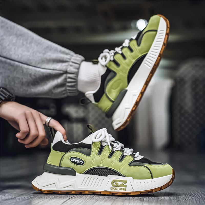 Fashion Sneakers Men's Shoes Vulcanized Platform Sneakers Men Street Style Walking Vulcanized Casual Shoes Men Green
