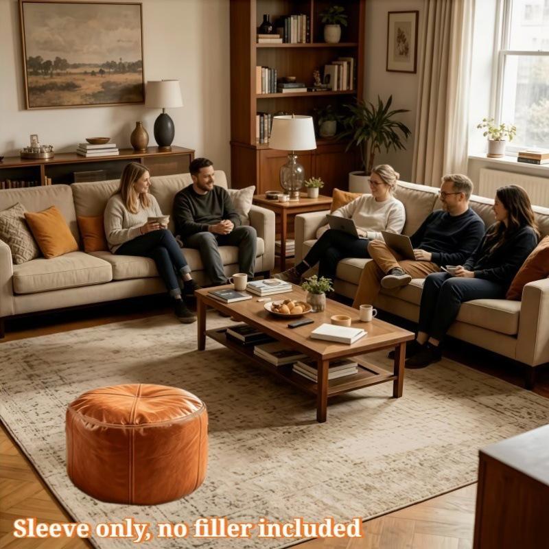 Non Slip Round Lazy Sofa Cover Fillable Large Capacity Storage Bag Pouf Seat For Home Living Room Decoration