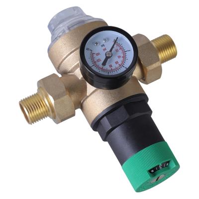 Vannes de réduction de pression réglables DN15/DN20 avec manomètre et filtre à tamis Laiton Régulateur de pression d'eau Endurant