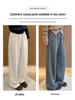 Women's Charcoal Grey High Waist Cashmere Wide-Leg Pants - Korean Style Autumn/Winter 2025