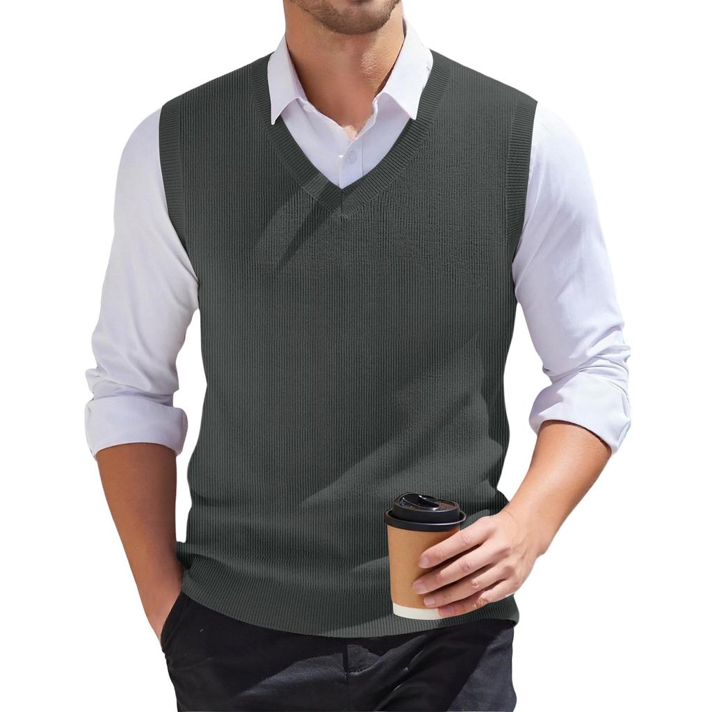 Men's V-neck Vest Sleeveless Knitted Pullover