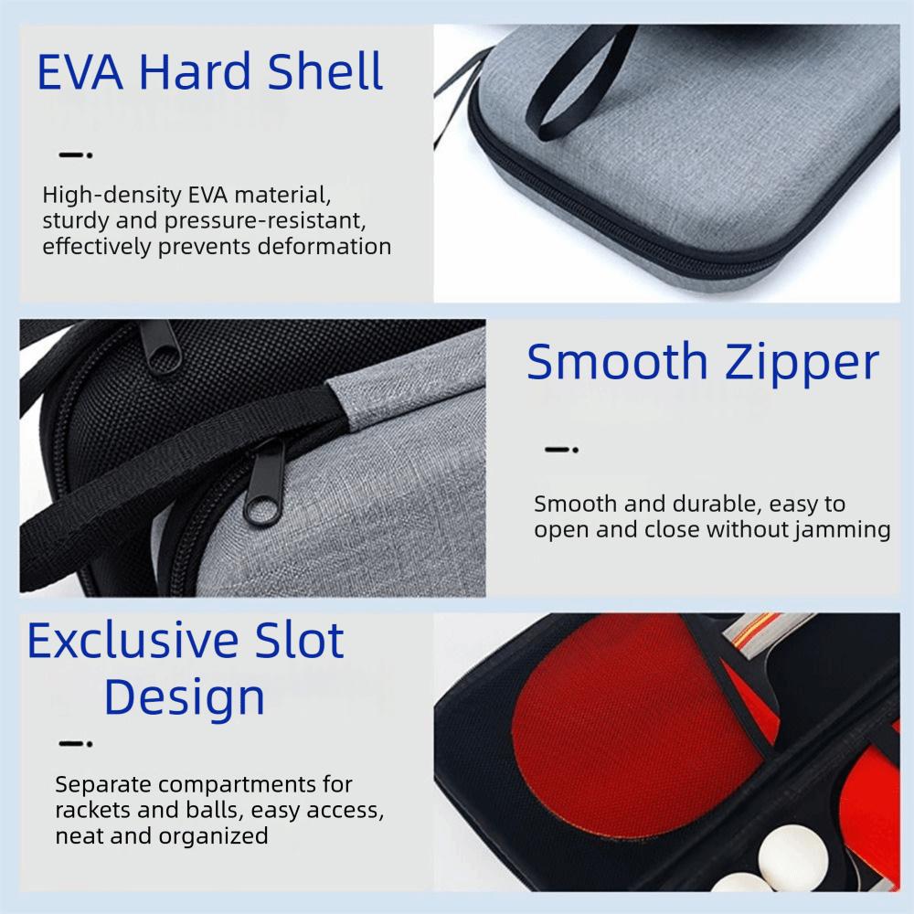 EVA Table Tennis Racket Case Black Grey Hard Shell Storage Bag Ping Pong Paddle