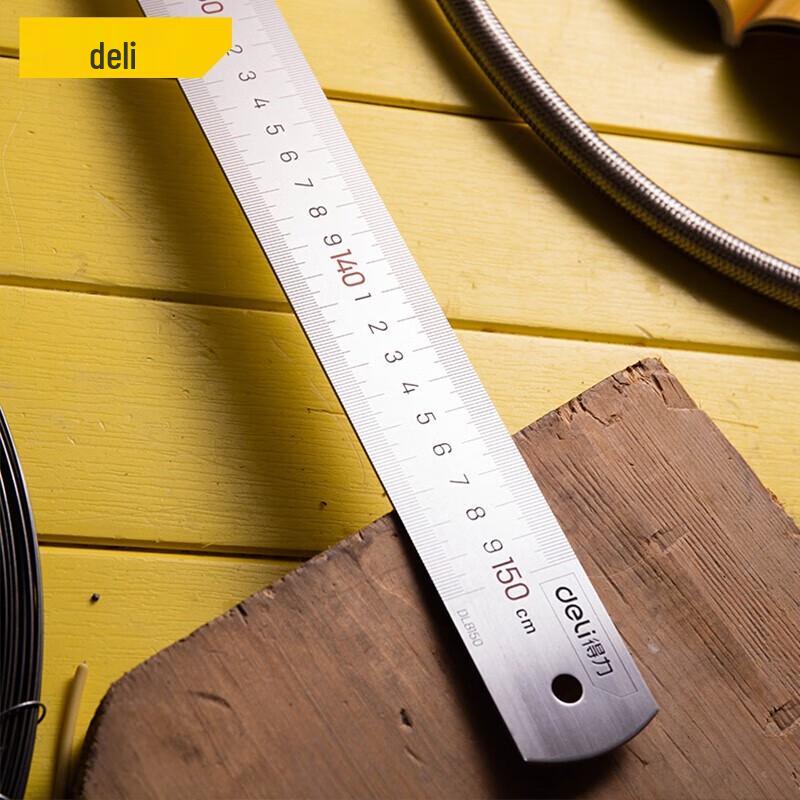 Righello Metrico in Acciaio Inossidabile Deli Tools, Lungo 1,5m/1m.