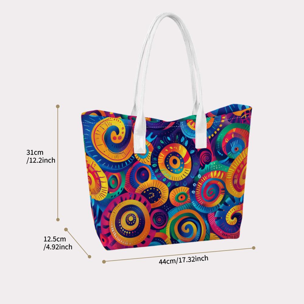 Colorful Spiral Printed Tote Bag Casual Stylish Daily Shoulder Handbag for Women