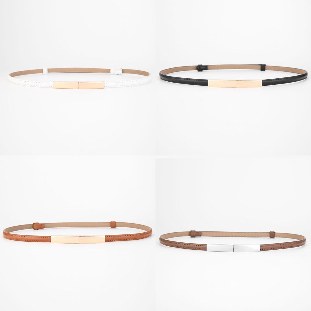 Leather Narrow Waist Belt For Women With Alloy Buckle For Elegant Dress And Sweater Style