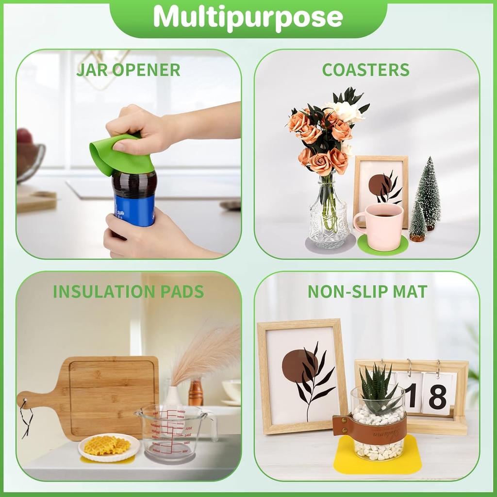 Leezmark 6 Pcs Jar Opener, Rubber Jar Grippers Multi-function Silicone Jar Gripper Pads Bottle Lid Opener Jar Openers for Seniors with Arthritis Weak