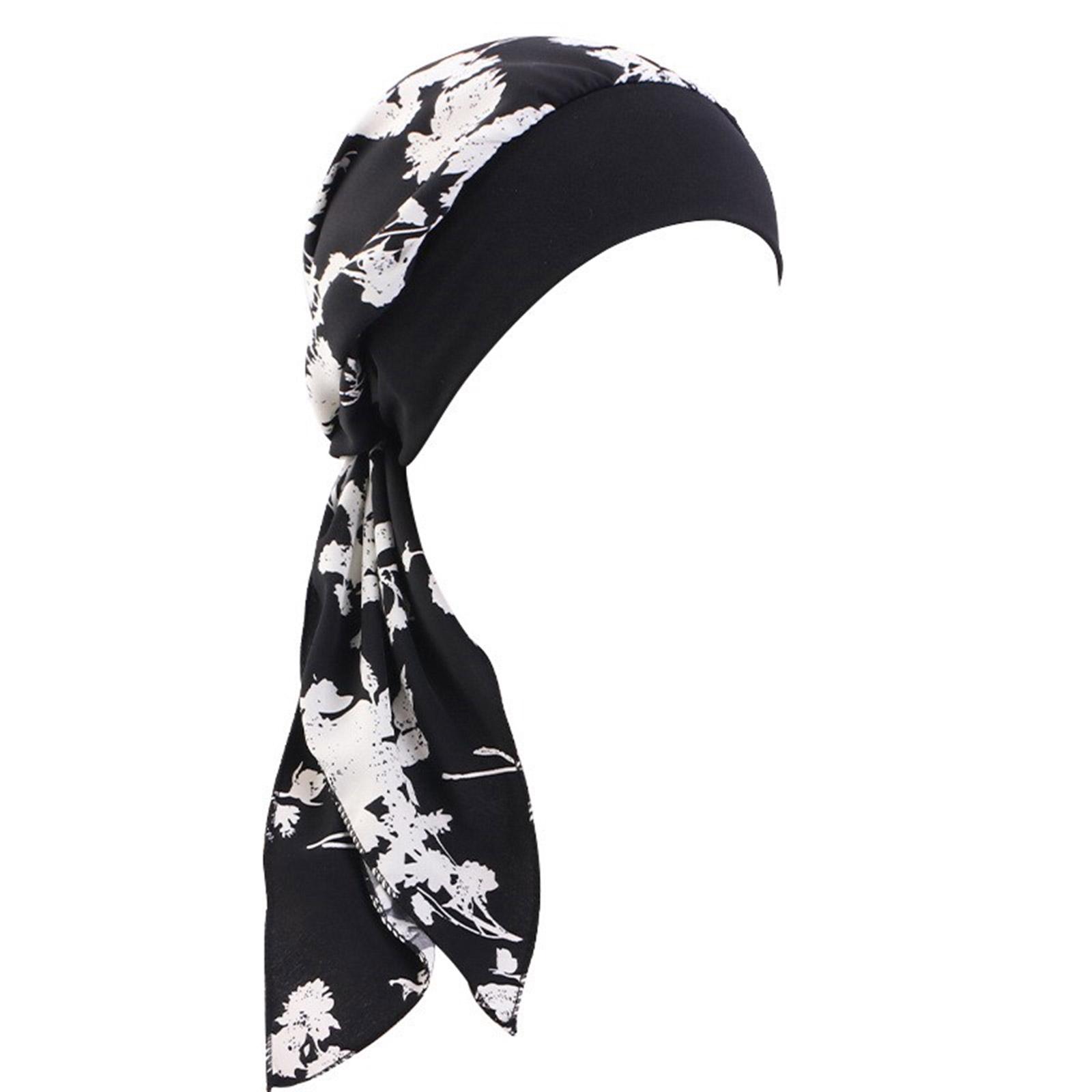 

Women Vintage Turban Bonnet Hat with Elastic Wide Band Print Hijab Hat Bandana Headwrap Hat for Hair Loss Pastoral Hat 5
