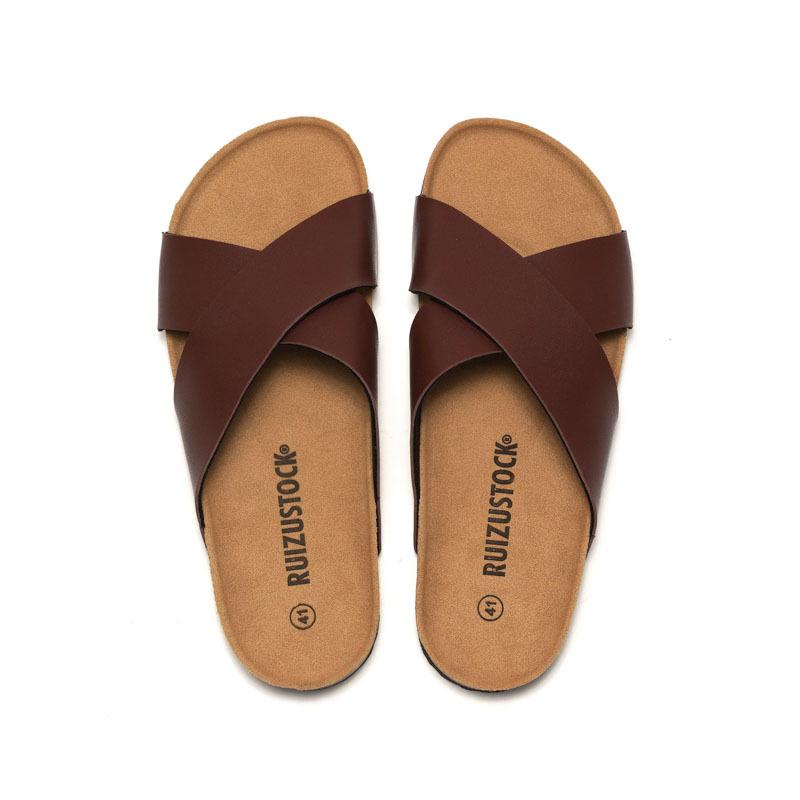 Summer New Men's Cork Slippers Beach Shoes Student Cross with Water Loose Cool Slippers