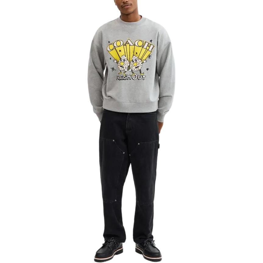 Coach Fw24 Logo Letter Print Crew Neck Drop Shoulder Long Sleeve Sweatshirt Men sweatshirt Lime CW705-HGR