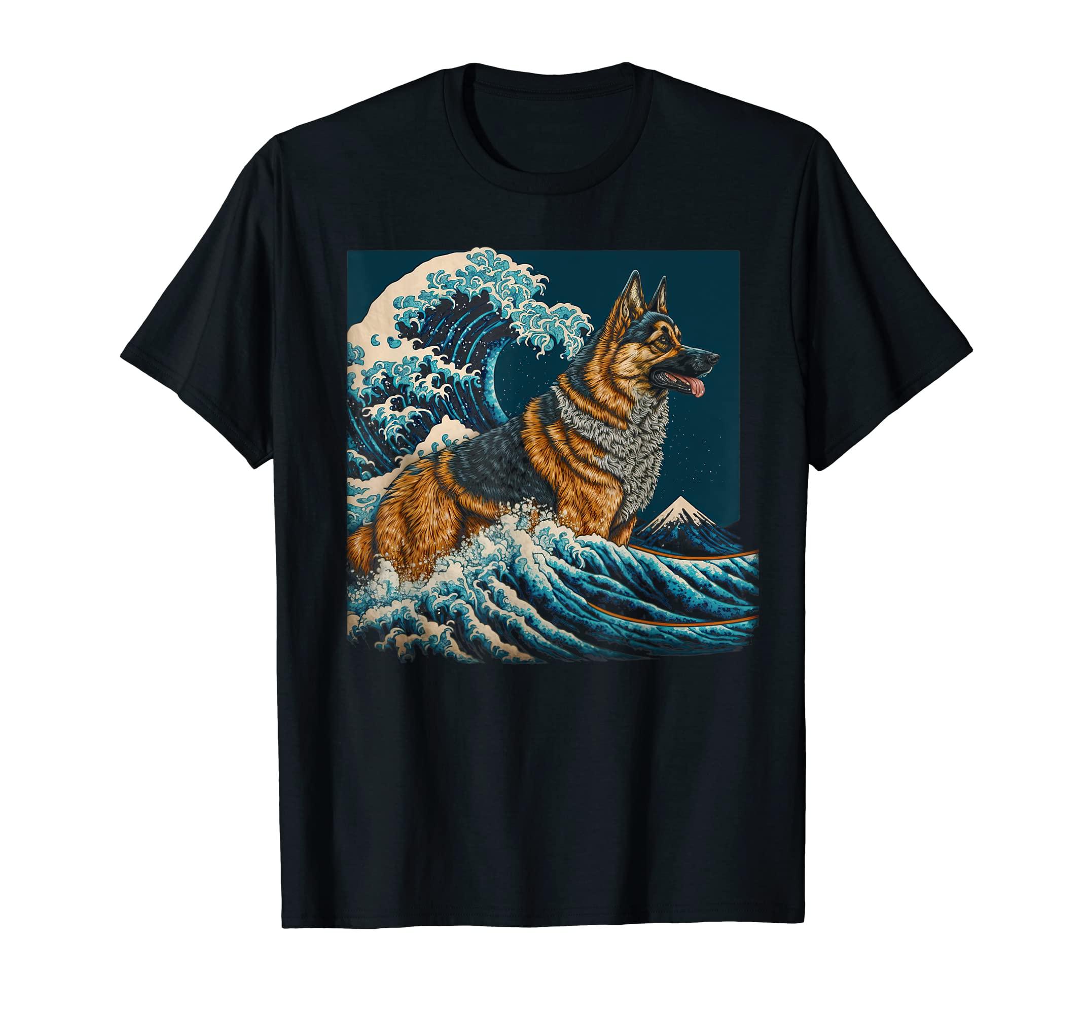 

Surrealism Japanese Painting German Shepherd Dog T-Shirt