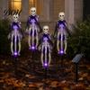 Spooky Garden Stake Lights 4 Pcs Solar Light Up Skeleton Decoration, 3D Creepy Human Halloween Outdoor Walkway Decor Pathway Light, Waterproof