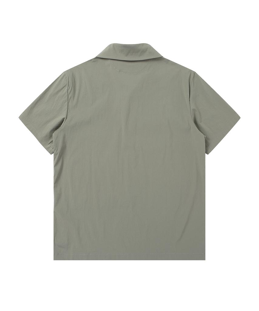 SOLEW One-Button Pique T-Shirt_Olive Green