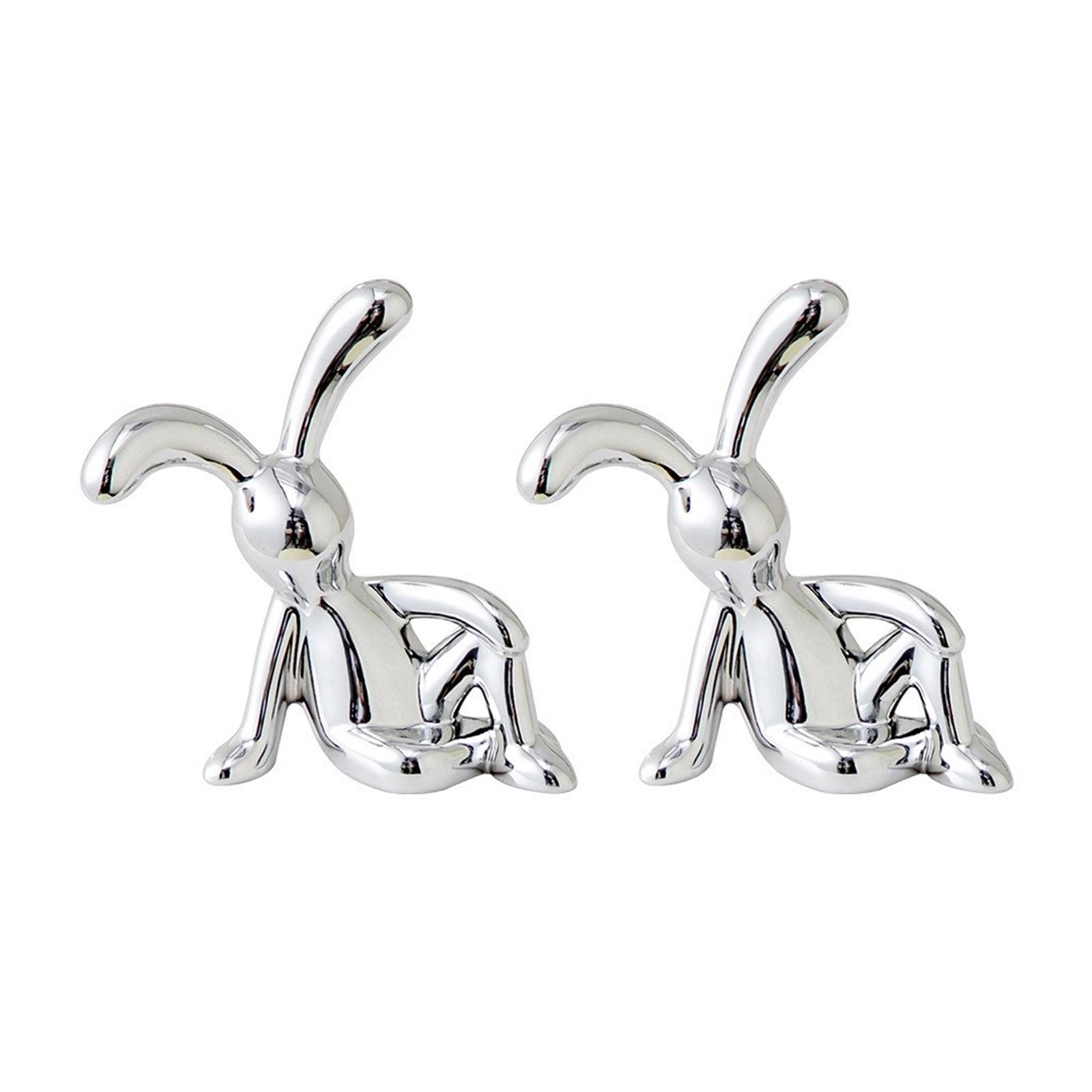 

10 шт. фигурок кроликов-самоклеек для декора дома и офиса, симпатичная фигурка сидящего кролика, легко приклеивается к гладким поверхностям B