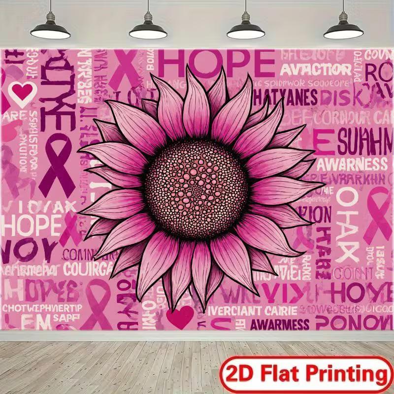 2D Hope & Courage Breast Cancer Awareness Backdrop for Photoshoot & Decoration 47.2x31.5inch/120*80cm