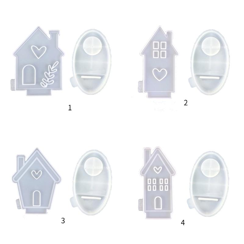 Heart House Candle Holder Molds for Resin Epoxy Casting Mold DIY House Shaped Candlestick Mould with Base Home Decors
